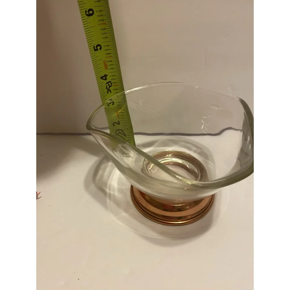 Princess House Glass Fluted Bowl with Copper Base  Vintage excellent‎ condition
